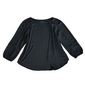 Ann Taylor Loft Blouse Womens XS Black 3/4 Sleeve Top
